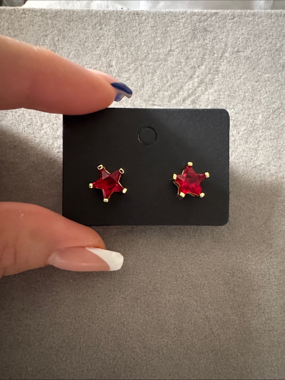 Gold-Set Red Star Stud Earrings